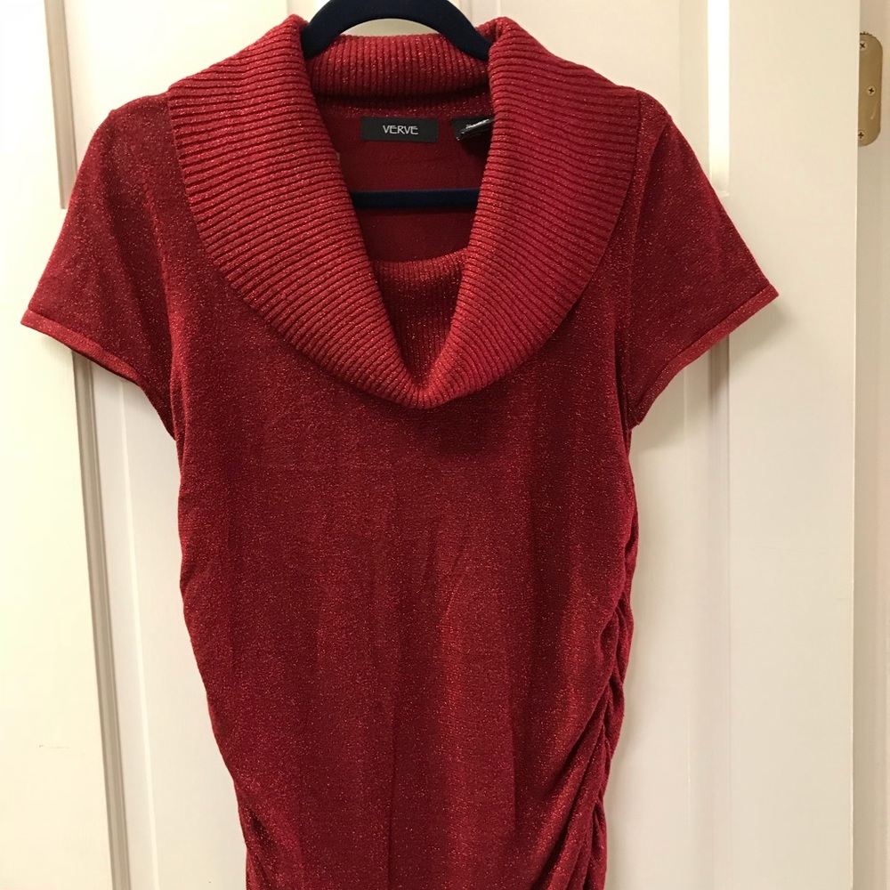 Verve Metallic Red Short Sleeve Sweater